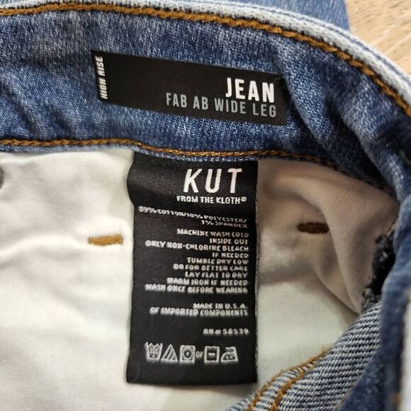 KUT from the Kloth High-Rise Fab AB Wide Leg Raw Hem in Milestone‎ sz 16 - Picture 6 of 9